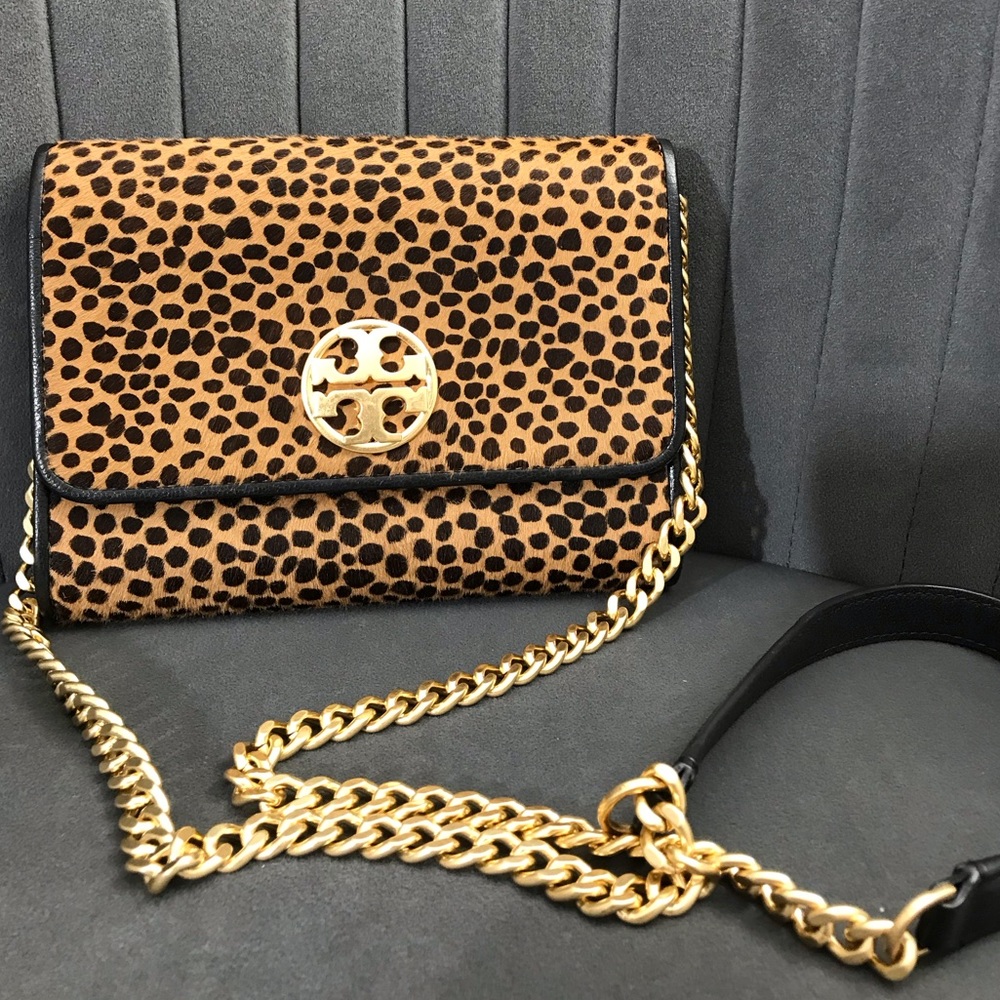 Tory Burch Cheetah Fur Chained Wallet Bag